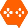 a hexagon chat bubble with controller buttons cut out